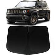 PAIMOHO front view of Renegade windshield shade showing brand and secure fit benefit