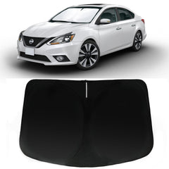 PAIMOHO sun shade front fit showing full windshield coverage and UV protection