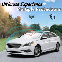 PAIMOHO sun shade installed in Hyundai Sonata windshield reducing cabin heat