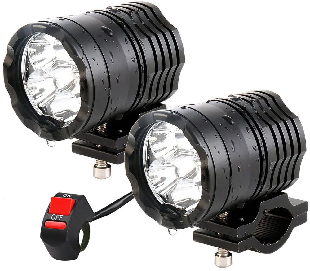 PAKRYS front view pair of LED driving lights showing compact design and bright output