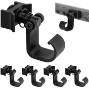 PALOZO front view of five black L-track hooks showing neat storage benefit