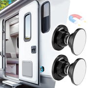 PAMASE front packaging showing two magnetic RV door holders and contents for quick install