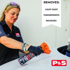 P & S Professional bottle spraying mist on car paint for fast cleaning