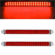Partsam front view 17 inch light bar showing bright red lens and chrome bezel for improved visibility