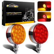 Partsam front-and-back view showing amber front and red rear for clear signaling