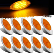Partsam amber oval front view showing bright LEDs and clear lens for improved visibility