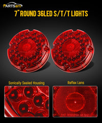 Partsam close-up of reflex lens and 36-LED array enhancing night recognition