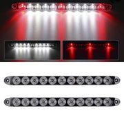 Partsam front view clear lens showing red ID lights and white LEDs for enhanced visibility