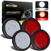 Partsam front view of red and white round lights showing clear signaling