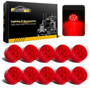 Partsam front view of 10-piece marker light kit showing bright red lenses and reflector benefits