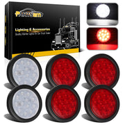 Partsam front view of 4-inch round LED tail light shows clear visibility