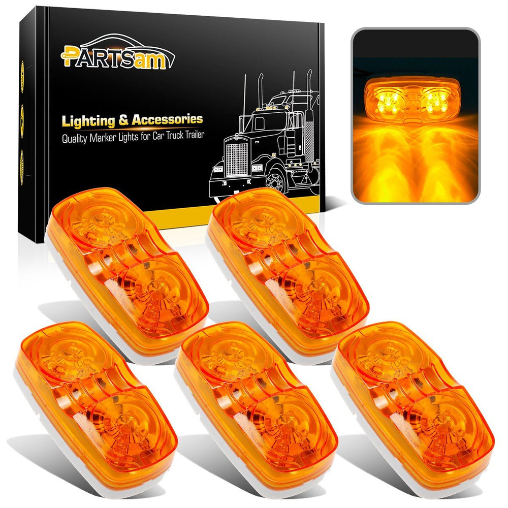 Partsam front view amber marker light showing bright double-bullseye lens for improved visibility