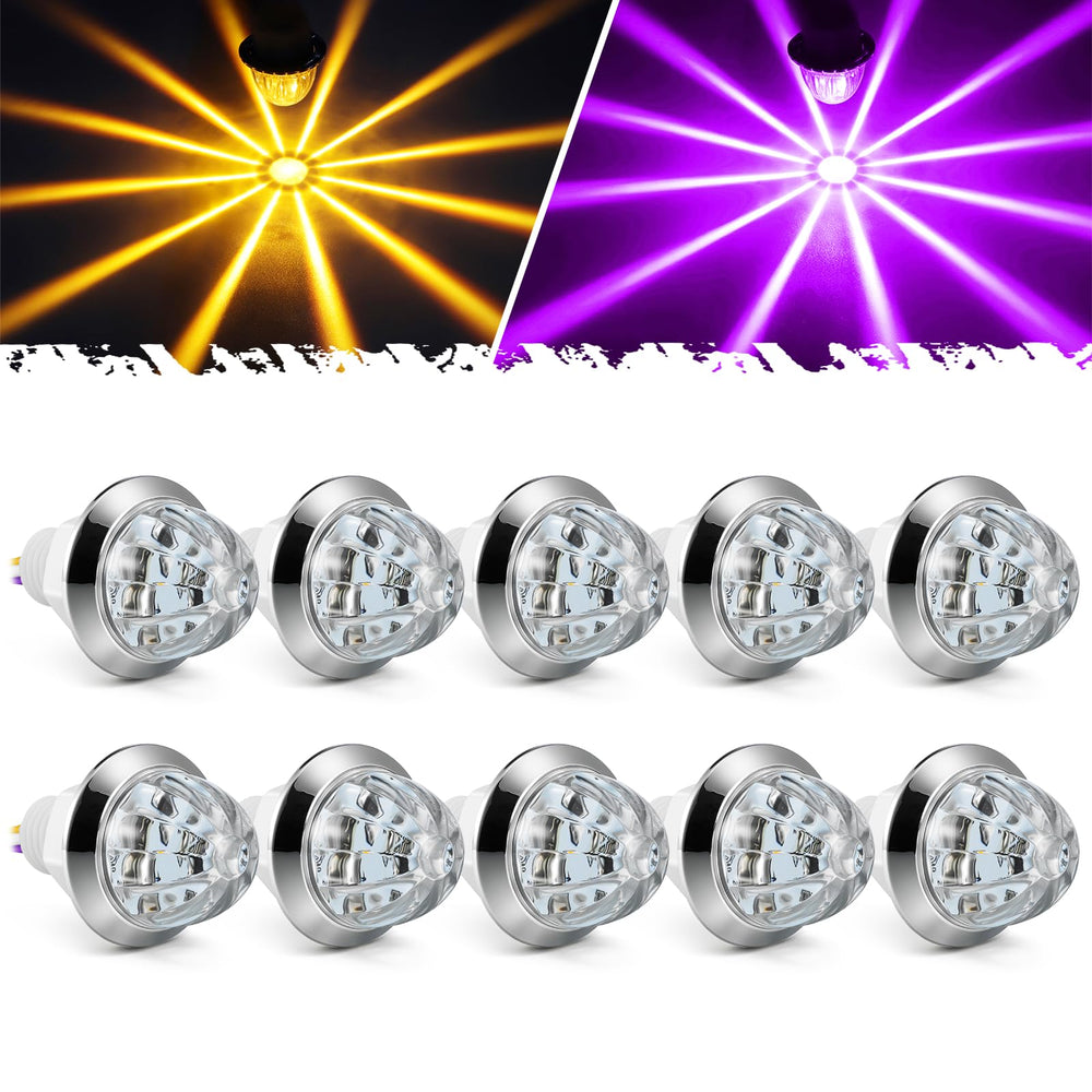 Partsam front view showing dual-color amber and purple LEDs for clear signaling