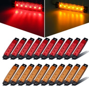 Partsam front view of 20 amber red marker lights showing bright visibility