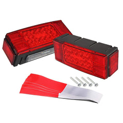 Partsam front view of assembled rectangular trailer lights showing full functions and visibility
