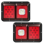 Partsam front view double LED tail light showing clear red lenses and bright signaling