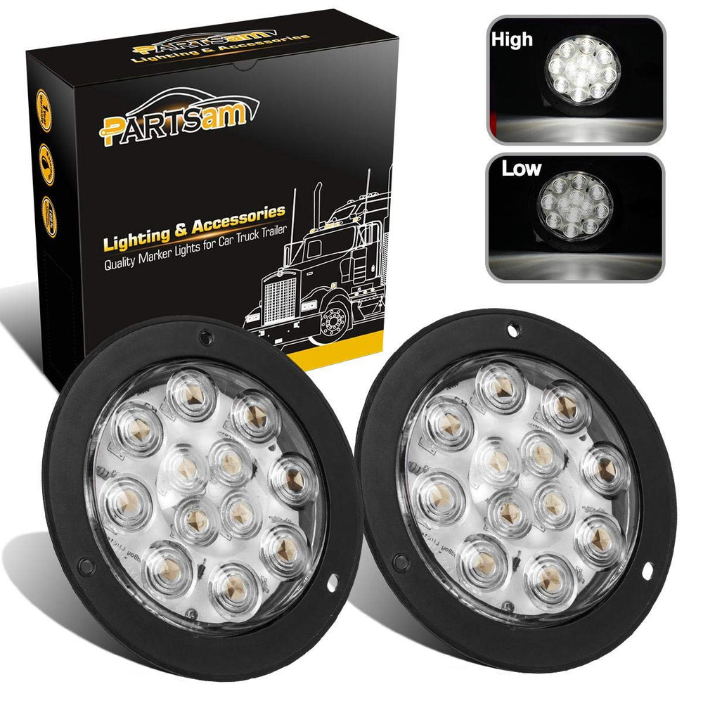 Partsam front view showing flange mount and bright LED array benefit visibility