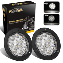 Partsam front view showing flange mount and bright LED array benefit visibility