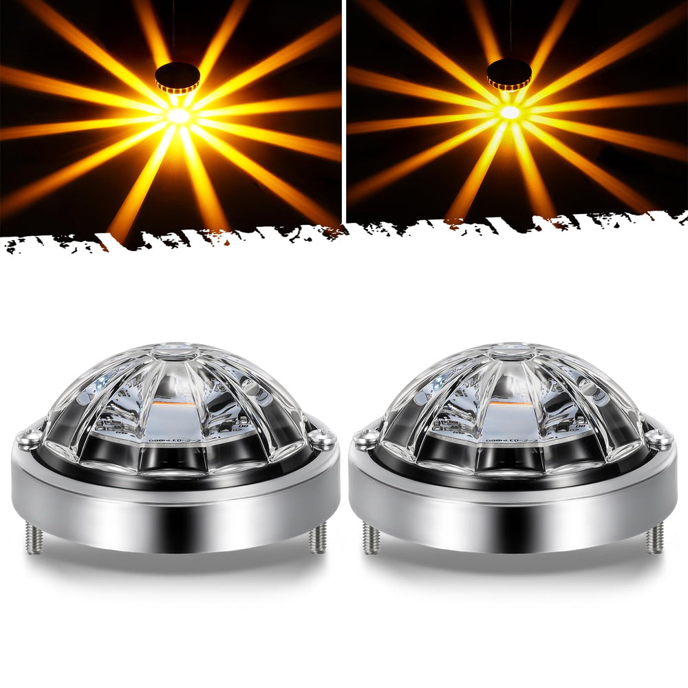 Partsam front view glass lens showing amber light and clear styling benefit visibility