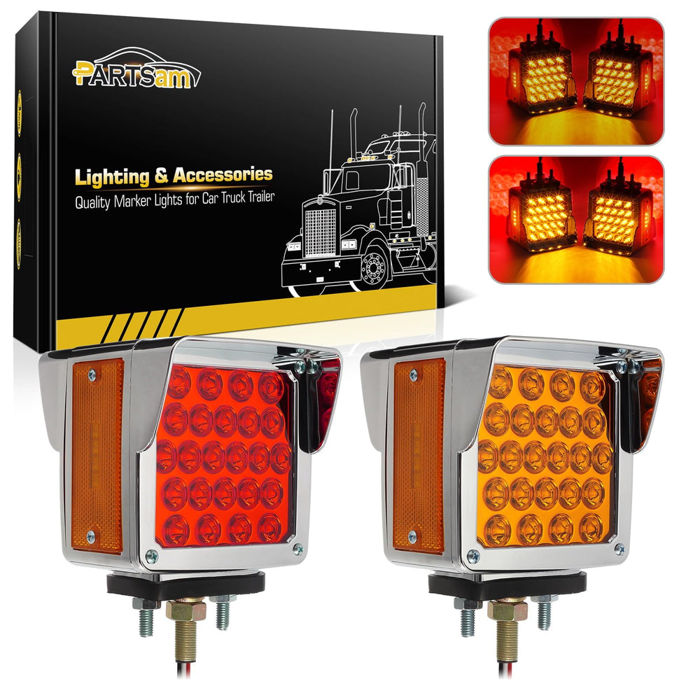 Partsam front view of square double-face pedestal light showing clear signals for safety