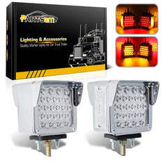Partsam front view of square LED pedestal light showing bright dual-face visibility