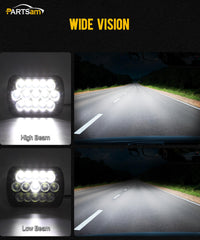 Partsam installed in vehicle showing crisp beam pattern and improved visibility