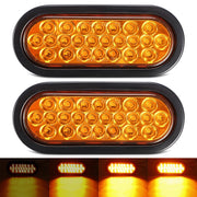 Partsam front view of oval amber strobe showing lens and benefit high visibility
