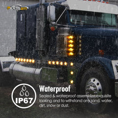 Partsam side profile highlighting waterproof sealed housing and durable lens for road protection