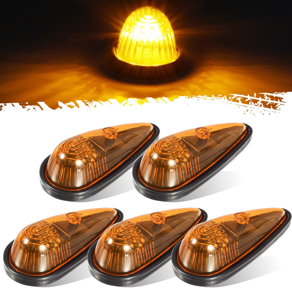 Partsam front view of teardrop cab light showing bright LEDs and clean lens for improved visibility