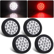 Partswcgg front view of 4-inch dual LED tail light showing clear lens and red area for visibility