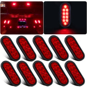 Partswcgg front view of 6-inch oval LED tail light showing bright red lens and improved visibility