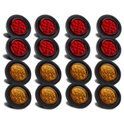Partswcgg front view of amber and red 2.5 inch marker lights showing lenses and shape, clear visibility
