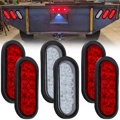 Partswcgg front view showing four red and two white oval lights, bright visibility