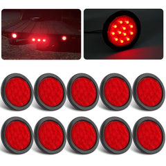 Partswcgg front view shows red lens and bright LED pattern for high visibility