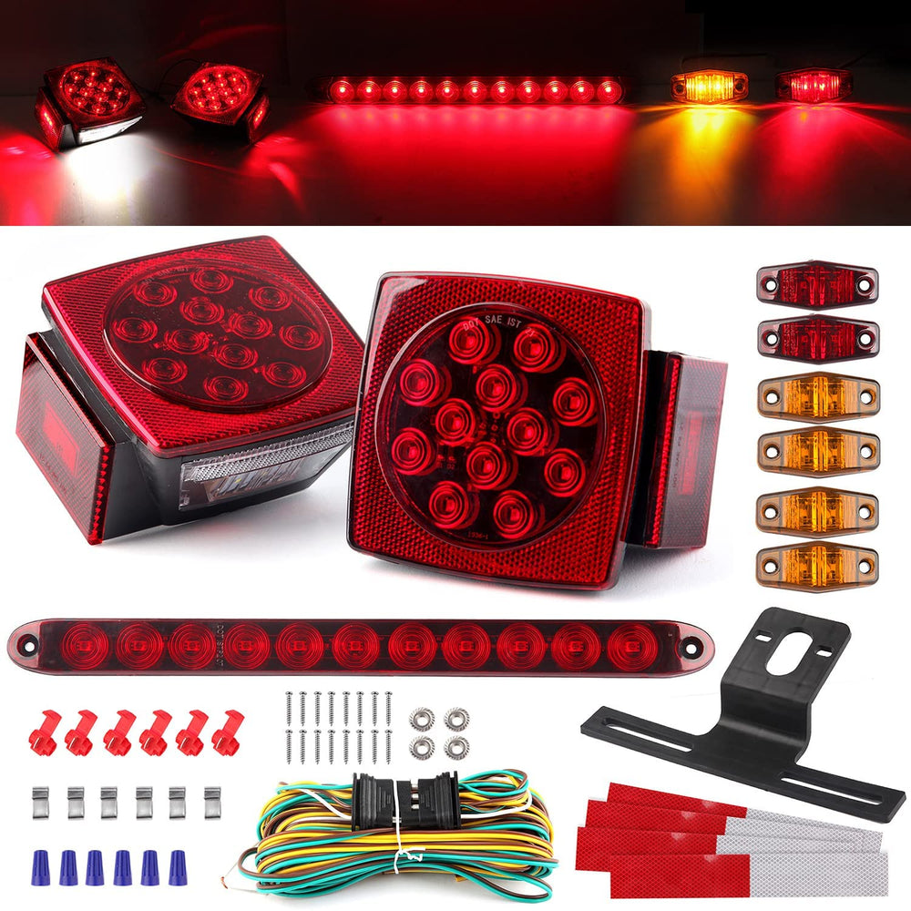 Partswcgg square tail light front view showing multi-function LEDs and clear visibility
