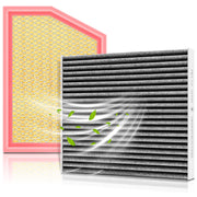 partszen front packaging showing both engine and cabin filters, highlighting complete replacement set benefit