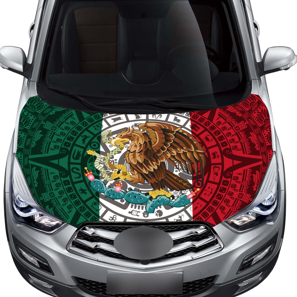 Pasksamtu Mexico flag hood cover front view shows bold national colors and instant identity