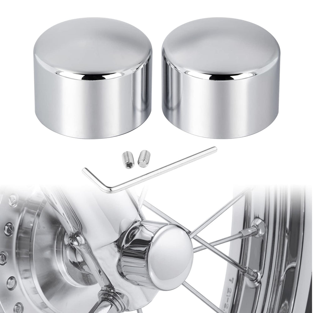 PBYMT front axle nut covers front view showing polished finish and improved style