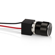 PCA dimmer front panel showing black finish and knob area for clean installs
