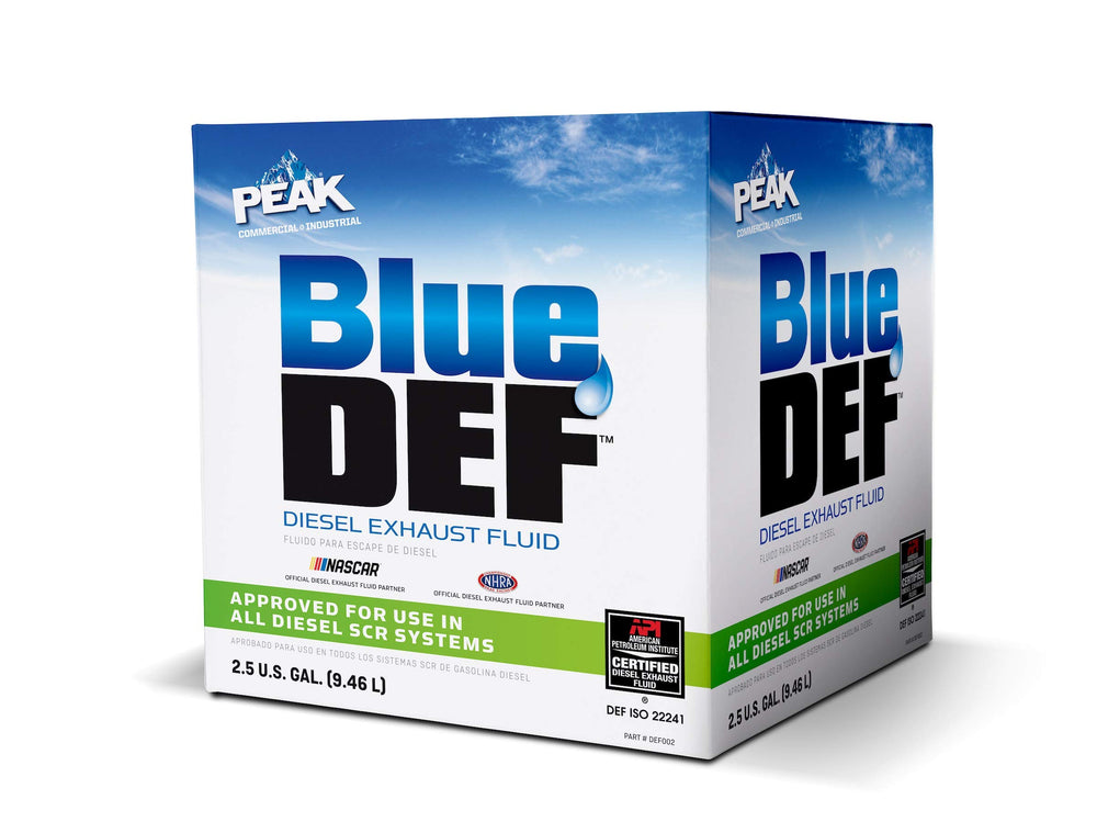 PEAK BlueDEF front jug showing packaging and easy pour spout benefit