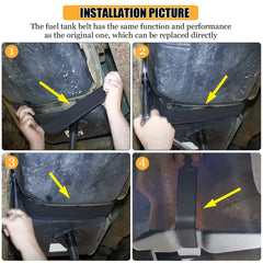 PEATOVIE strap installed under truck demonstrating stable tank support