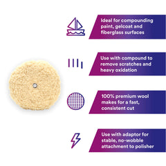 Perfect-It 3M pad mounted on rotary polisher demonstrating controlled cut