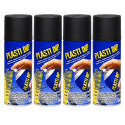 Performix Plasti Dip front packaging showing four black 11 oz aerosol cans and label benefits