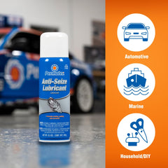 Permatex can beside hand tools for scale, compact spray for workshop convenience