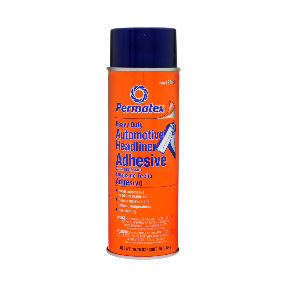 Permatex aerosol can front view showing can and product branding benefit of clear drying