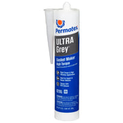 Permatex Ultra Grey front packaging showing six 13 oz cartridges and product branding