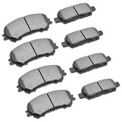 PEYU front and rear pads set displayed, clear fitment and low-dust benefit
