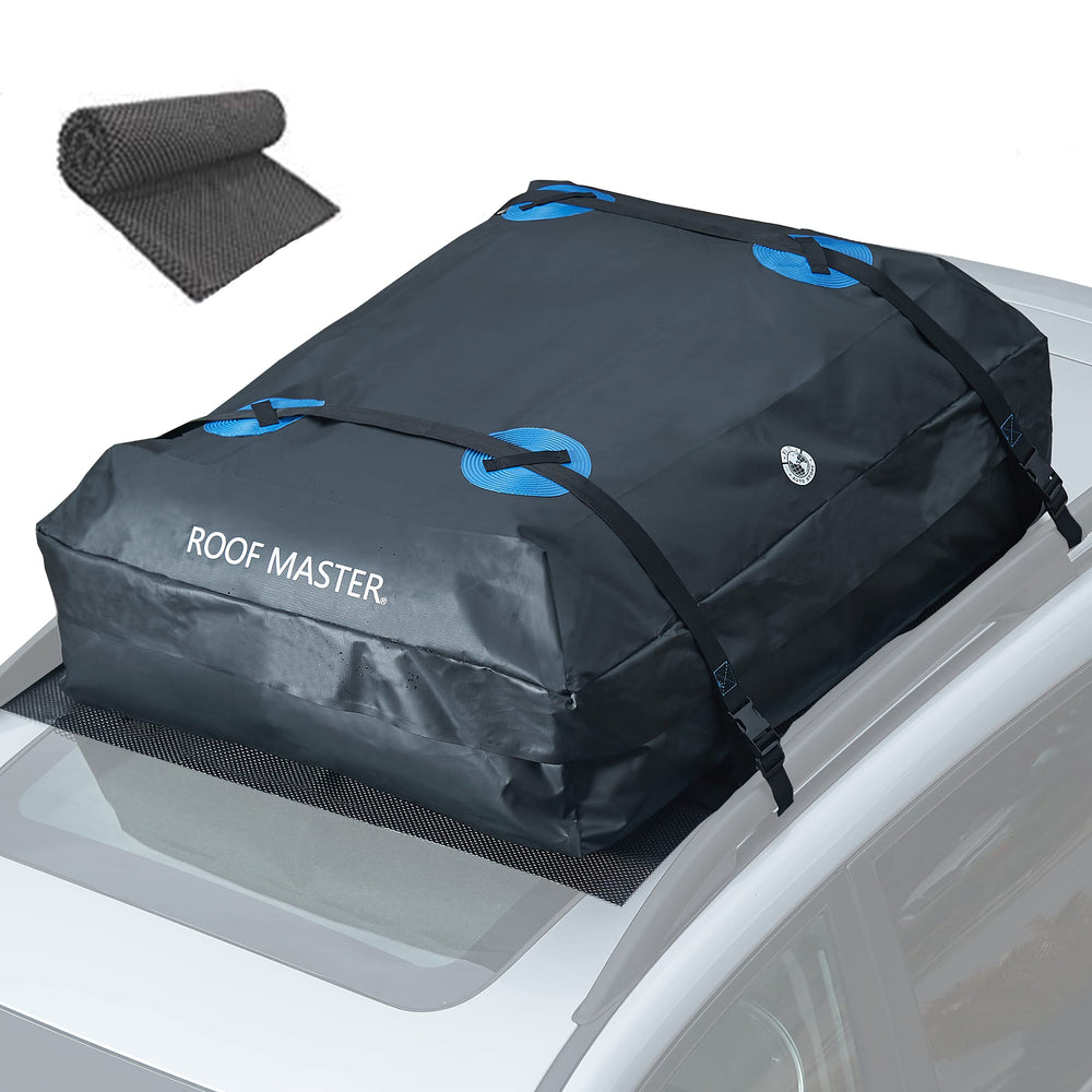 P.I. AUTO STORE front view rooftop bag showing secure fit and added cargo