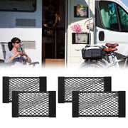 PIFOOG front view showing four stretch mesh pockets and neat storage benefit