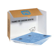 PIG front pack showing five 15x19 mats, quick cleanup ready